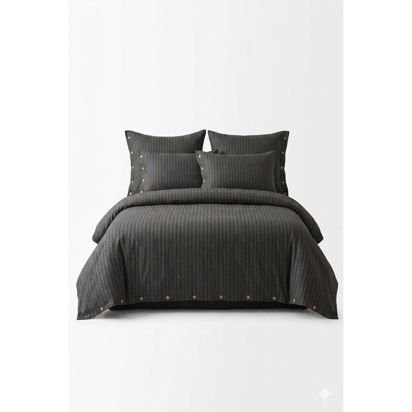 Tamno siva posteljina za bračni krevet/za produženi krevet od renforce pamuka 240x220 cm Como Striped – Mila Home Luxury