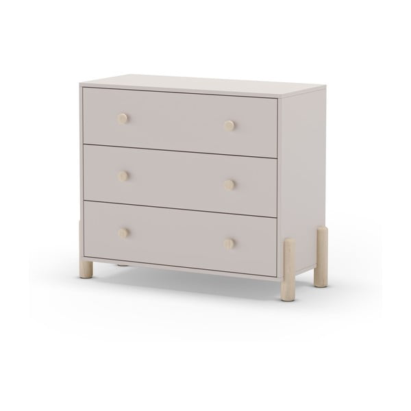 Krem niska dječja komoda od masivnog bora 90x80 cm Enola – Marckeric-image-2