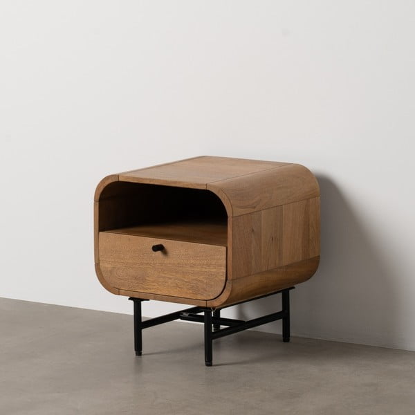 Noćni ormarić od masivnog manga u prirodnoj boji Mahón – Ixia-image-1