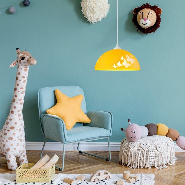 Oker žuta dječja svjetiljka sa staklenim sjenilom ø 30 cm Mariposa – LAMKUR-image-2