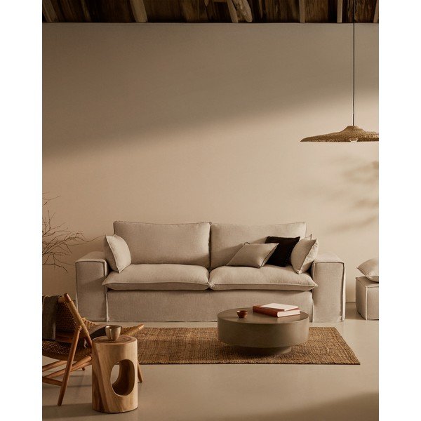 Bež lanena sofa 280 cm Anarela – Kave Home-image-1