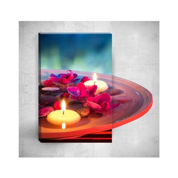 Zidna 3D slika Mosticx svijeće sa cvijećem, 40 x 60 cm