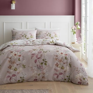 Ružičasta pamučna posteljina za bračni krevet/za produženi krevet 230x220 cm Francesca Floral – Bianca