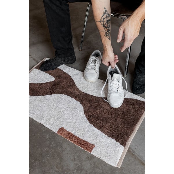 Bijeli/smeđi periv pamučan tepih 50x80 cm Figura – Mette Ditmer Denmark-image-1