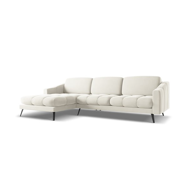 Krem baršunasti kutna garnitura (s lijevim kutom) Nalu – Makamii-image-2