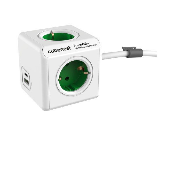 Razdjelnik utičnica 13 cm PowerCube Extended USB Schuko – Cubenest