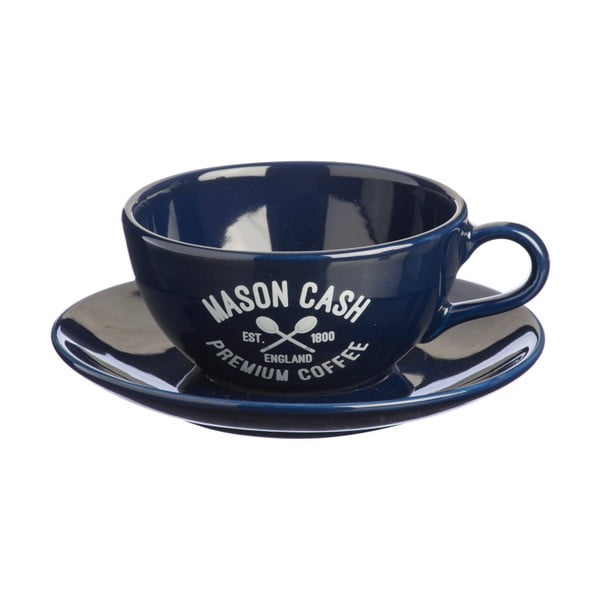Tamnoplava šalica i tanjurić Mason Cash Varsity Cappuccino