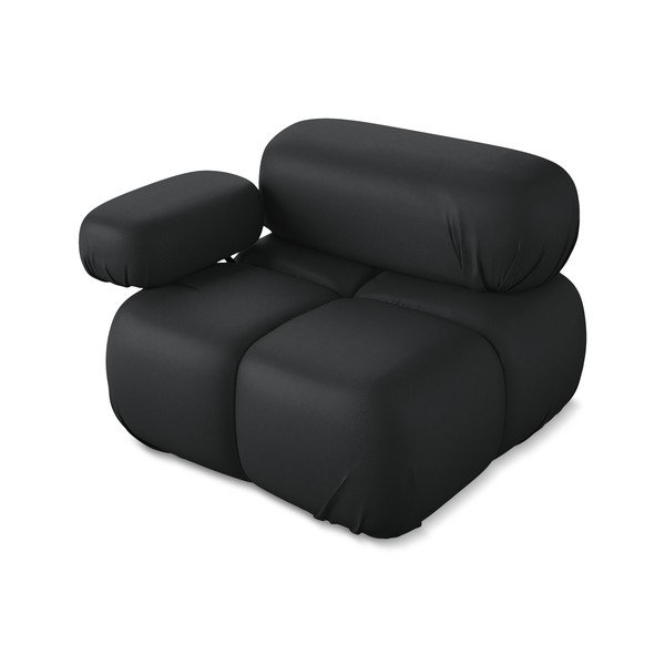 Crna modularna sjedeća garnitura od imitacije kože (s lijevim kutom) Lokua – Makamii-image-3