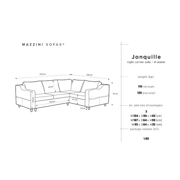 Sivi trosjed Mazzini Sofas Jonquille, desni kut-image-2