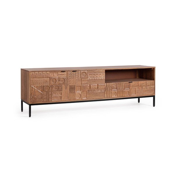 TV komoda od masivnog manga u prirodnoj boji 180x55x42 cm Kindia – Bizzotto-image-1