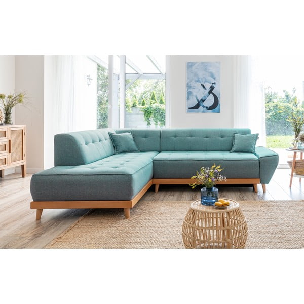 Tirkizna sklopiva kutna garnitura (s lijevim kutom) Dazzling Daisy – Miuform-image-1