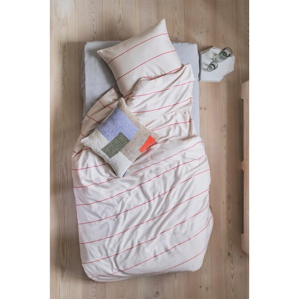 Crvena/bež posteljina za krevet za jednu osobu od pamučnog satena 140x200 cm Align – Mette Ditmer Denmark-image-1