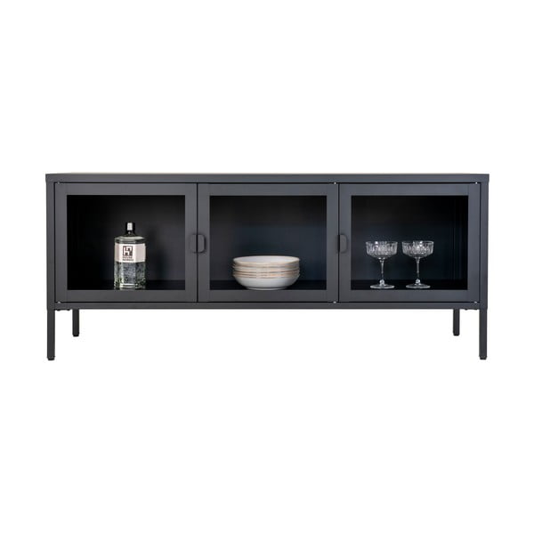 Crna metalna TV komoda 130x55 cm Brisbane – House Nordic-image-3