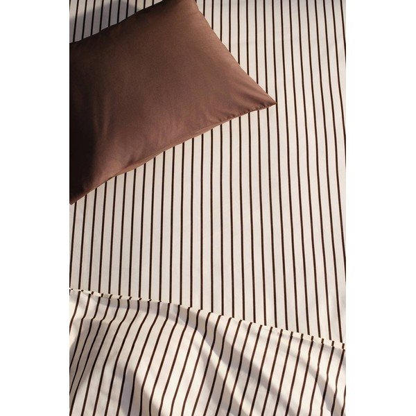 Krem/tamno smeđa plahta s gumom od organskog pamuka 90x200 cm Sima – Jotex-image-2