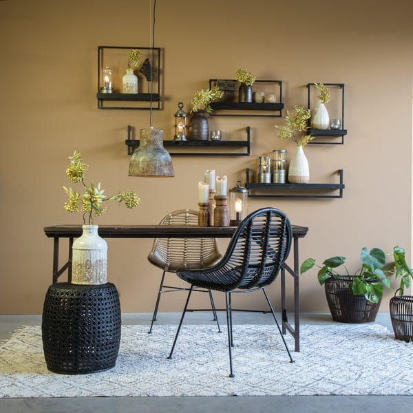 Mat crna polica od jelovine Maddison - Light & Living-image-1