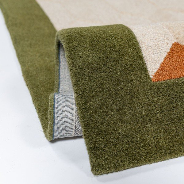 Zelena/u prirodnoj boji ručno rađena vunena staza 60x230 cm Apex Border Wool – Flair Rugs-image-3