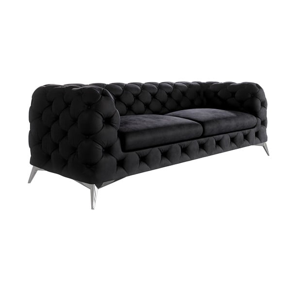 Crna baršunasti sofa 225 cm Chelsea – Ropez-image-1