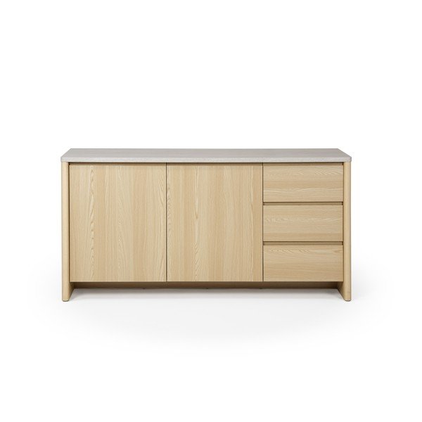 Bijela/u svijetloj prirodnoj boji komoda u dekoru hrasta 163x80x45 cm Dore – Marckeric