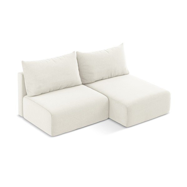 Krem baršunasti sklopiva/s prostorom za odlaganje kutna garnitura (s desnim kutom/s ležaljkom) Kalena – Makamii-image-3