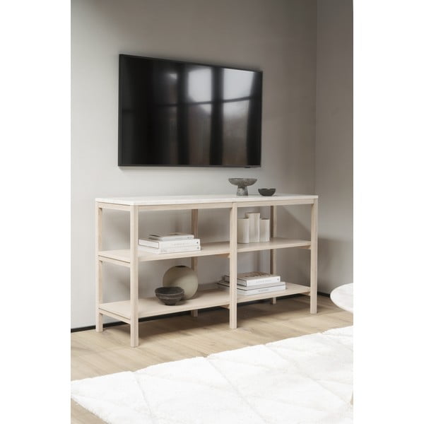 Smeđe-bež konzolni stol s kamenom pločom 140x40 cm Orwel - Rowico-image-2