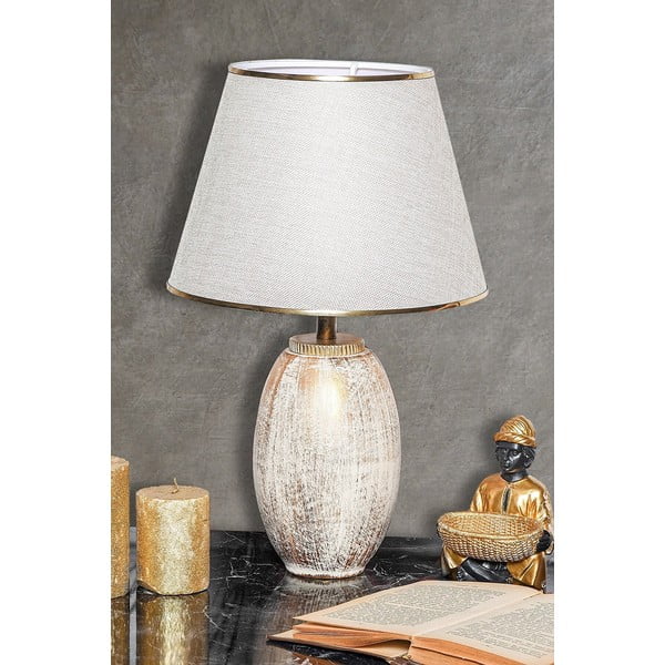 Krem/u zlatnoj boji stolna lampa s tekstilnim sjenilom (visina 50 cm) Yakamoz – Opviq lights-image-1