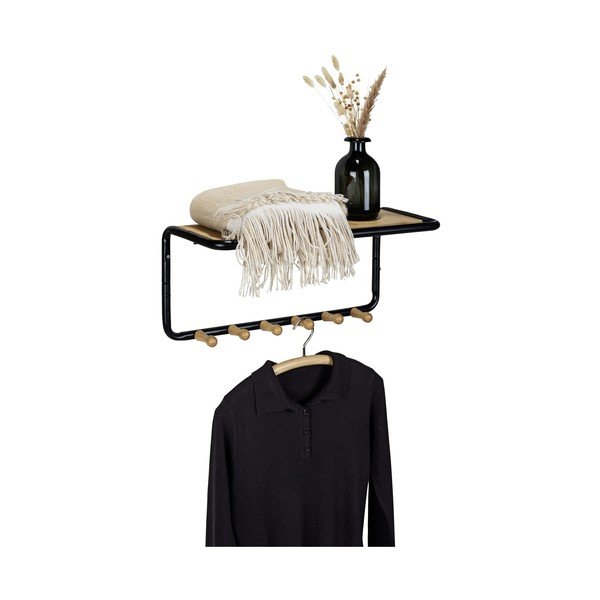 Crna/prirodna metalna zidna vješalica s policom Loft - Wenko-image-3