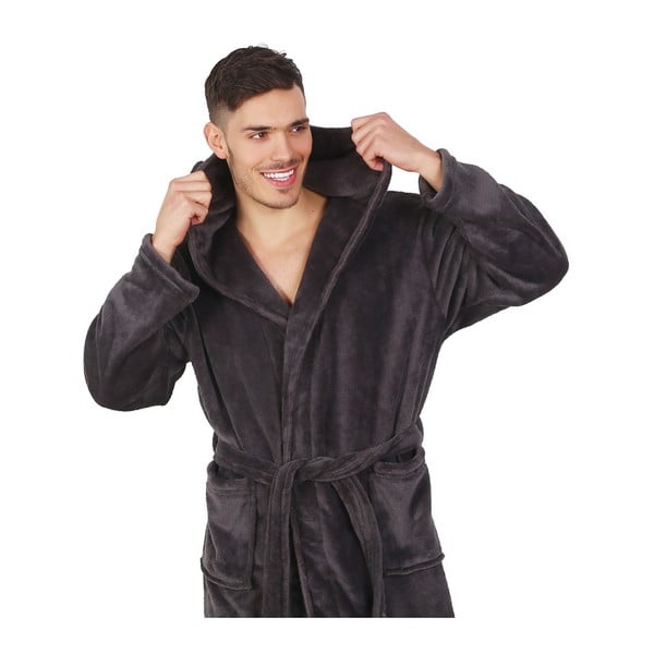 Tamno sivi uniseks ogrtač od mikrovlakna DecoKing Robby, veličina M-image-4