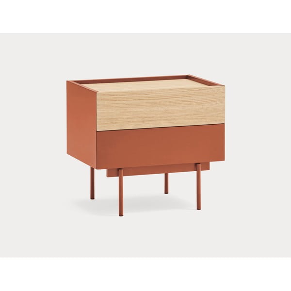 Ciglasti/u prirodnoj boji noćni ormarić u dekoru hrasta Otto – Teulat-image-1