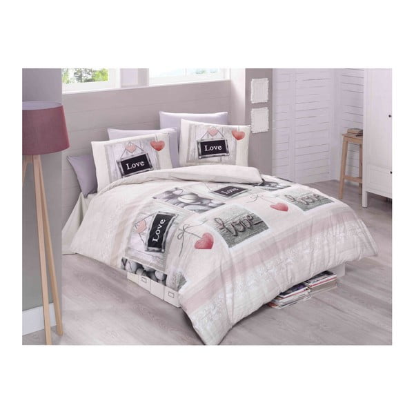 Pamučna posteljina s plahtama za krevet za jednu osobu Cissmo Romantique, 160 x 220 cm