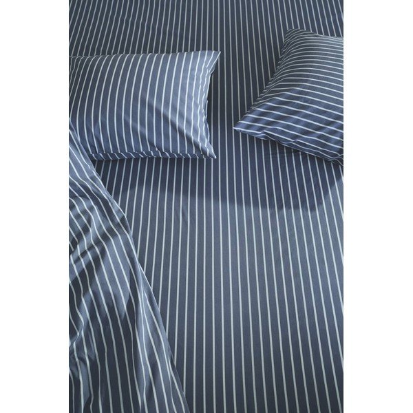 Bijela/plava plahta s gumom od organskog pamuka 180x200 cm Sima – Jotex-image-2