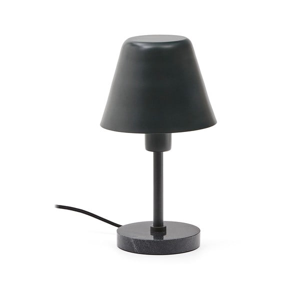 Tamno zelena/crna mramorna stolna lampa s metalnim sjenilom (visina 32 cm) Calina – Kave Home