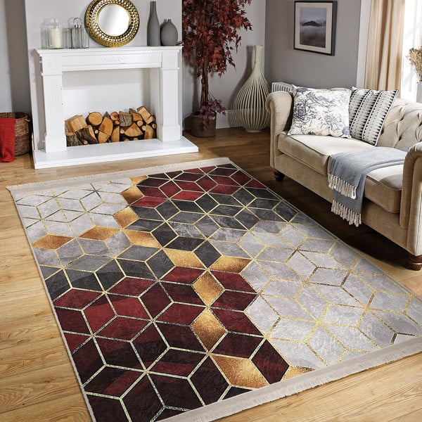 Bordo-sivi perivi tepih 160x230 cm – Mila Home-image-1