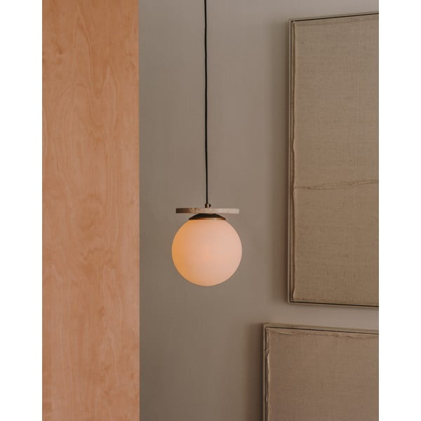 Bijela viseća svjetiljka sa staklenim sjenilom ø 20 cm Malachi – Kave Home-image-1