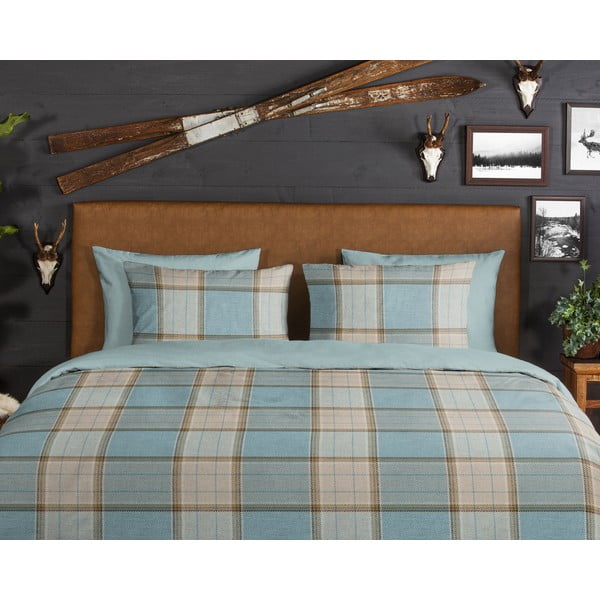 Plava flanelska posteljina za bračni krevet/za produženi krevet 200x220 cm Jacco – Good Morning-image-3