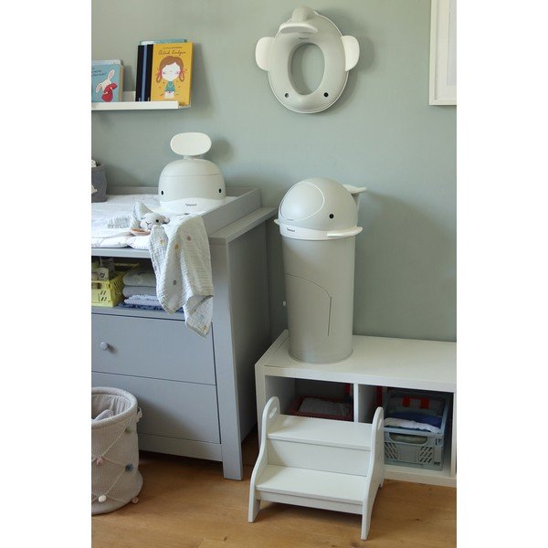 Svijetlo siva plastična kanta za smeće za pelene 25 l Whale – Kindsgut-image-1