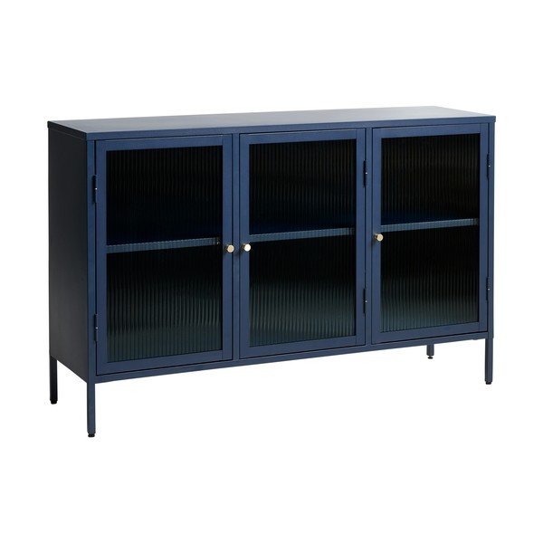 Plava metalna vitrina Unique Furniture Bronco, visina 85 cm-image-1