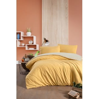 Žuto-krem pamučna posteljina za bračni krevet/s produženom plahtom  200x220 cm - Mila Home