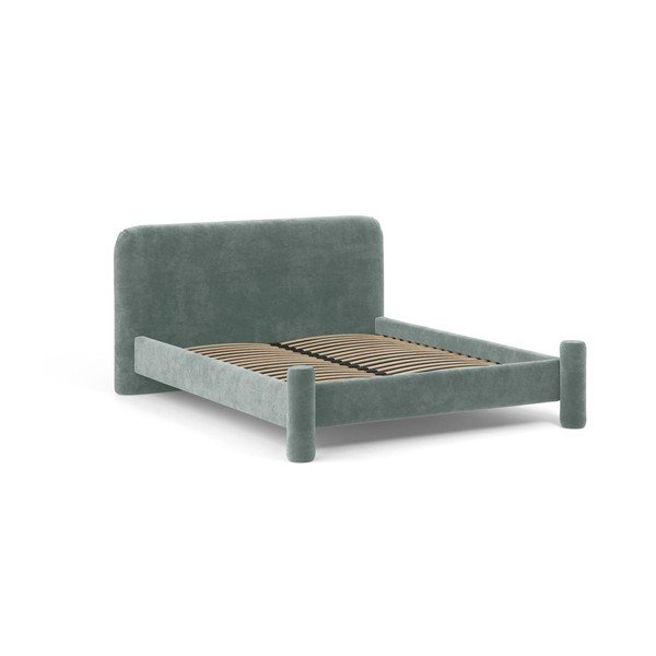 Svijetlo plavi tapecirani bračni krevet s podnicom 160x200 cm Vera – Micadoni -image-1