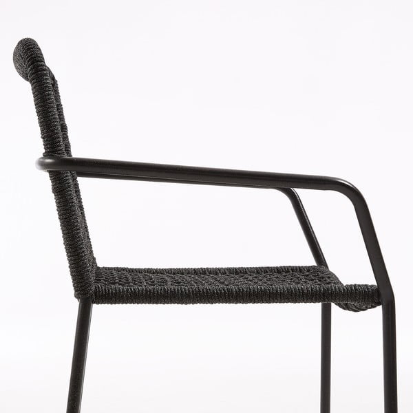 Crna vrtna stolica sa čeličnom konstrukcijom Kave Home Bomer-image-1