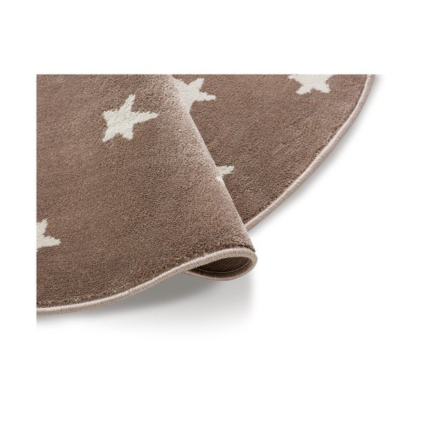 Smeđi okrugli tepih sa zvjezdicama KICOTI Stars, ø 80 cm-image-1