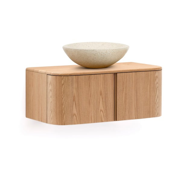 Zidni ormarić za ispod umivaonika u dekoru jasena u prirodnoj boji 90x35 cm Salaya – Kave Home-image-3