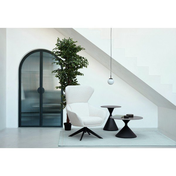 Crni okrugao stolić za kavu s pločom stola u mramornom dekoru ø 70 cm Joona – Bizzotto-image-1