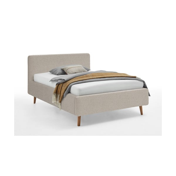 Bež tapecirani bračni krevet s prostorom za odlaganje s podnicom 140x200 cm Mattis – Meise Möbel-image-3