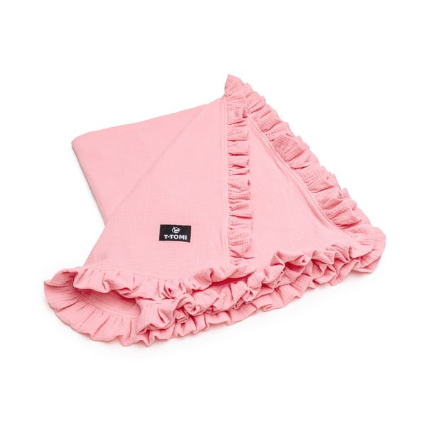 Ružičasta deka za bebe od muslina 80x100 cm – T-TOMI