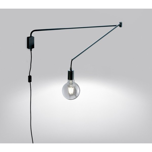 Mat crna zidna lampa sa savitljivom konstrukcijom s utikačem Line – Trio-image-1