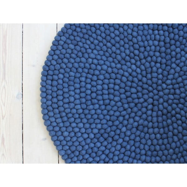 Plavi tepih od vunenih pompona Wooldot Ball Rugs, ⌀ 120 cm