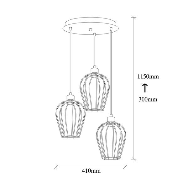 Crna viseća svjetiljka za 3 žarulje Opviq lights Tel-image-3