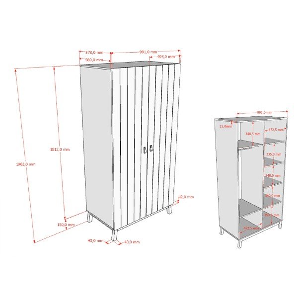 Bež dječja garderoba 99x196x58 cm Sezane – Vipack-image-3