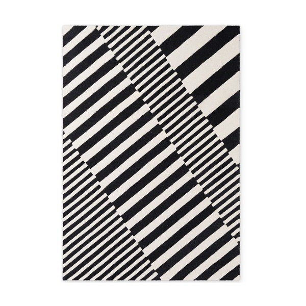 Crno-bijeli ručno rađen vunen tepih 160x230 cm Stryve Flux – Elle Decoration