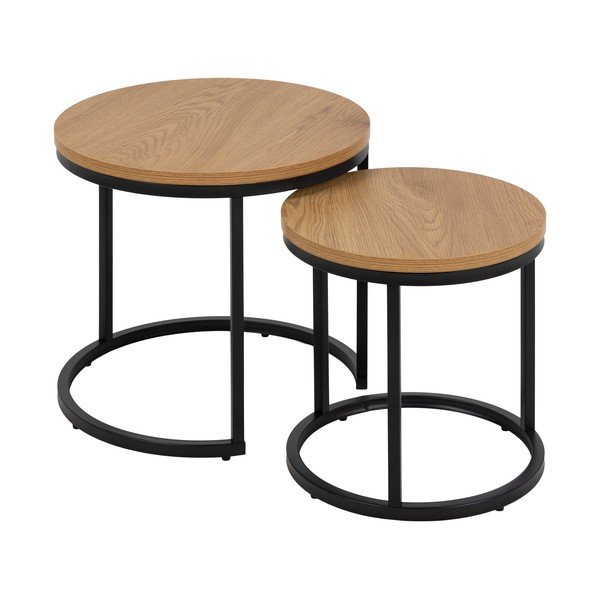Okrugli pomoćni stolići u setu 2 kom s pločom stola u dekoru hrasta ø 45 cm Spiro – Actona-image-2